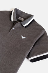 Contrast Jacquard Collar Polo Shirt - Iron